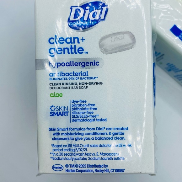 3 Dial Complete Clean+Gentle Aloe Soap 9 Bars Hypoallergenic Antibacterial New - Picture 4 of 5